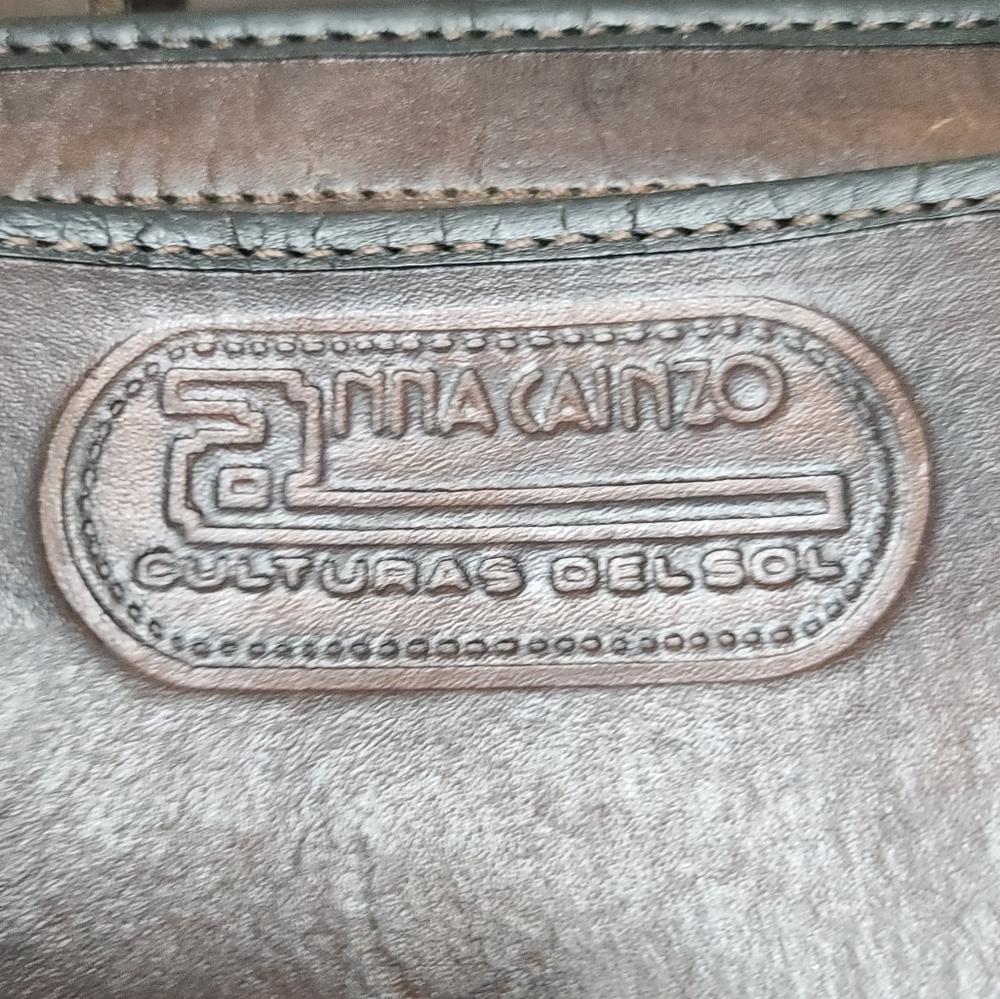 Brown and Tan Leather Saddle Bag Purse, Anna Del Sol, Crossbody Bag - Picture 4 of 14
